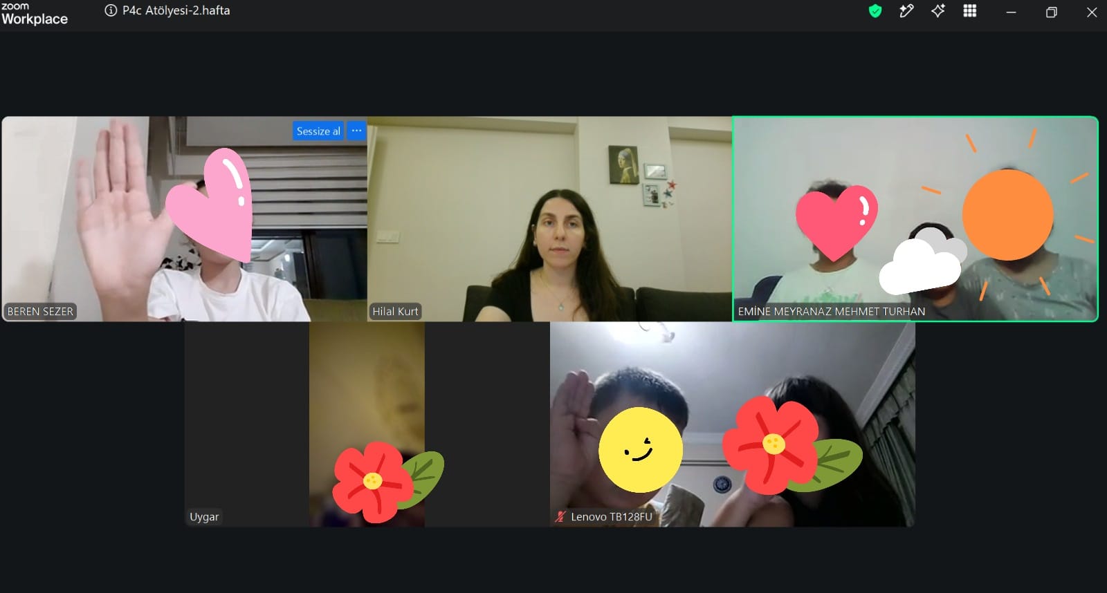 P4C atölyesi online Zoom seansı